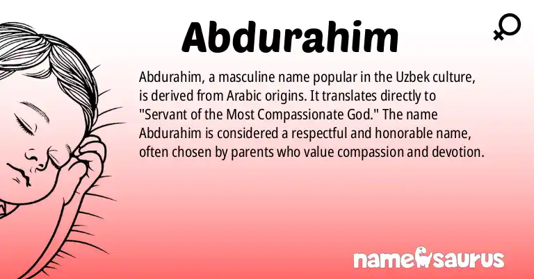Infographic about Abdurahim name meaning, Abdurahim is a name from Uzbek origin(s).