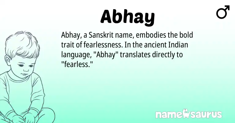 Infographic about Abhay name meaning, Abhay is a name from Sanskrit, Indian origin(s).