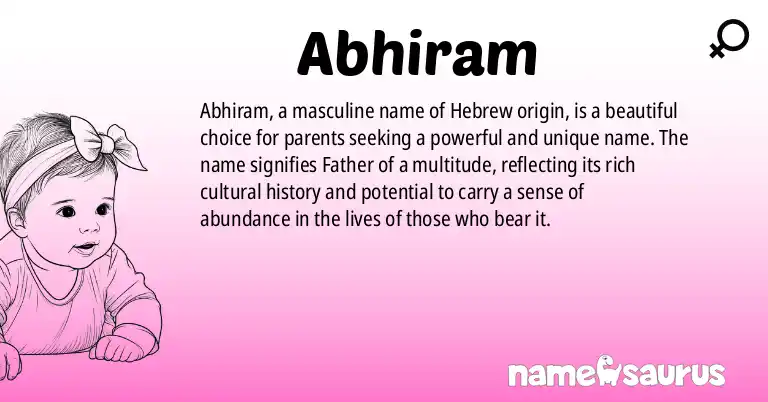 Infographic about Abhiram name meaning, Abhiram is a name from Hebrew origin(s).