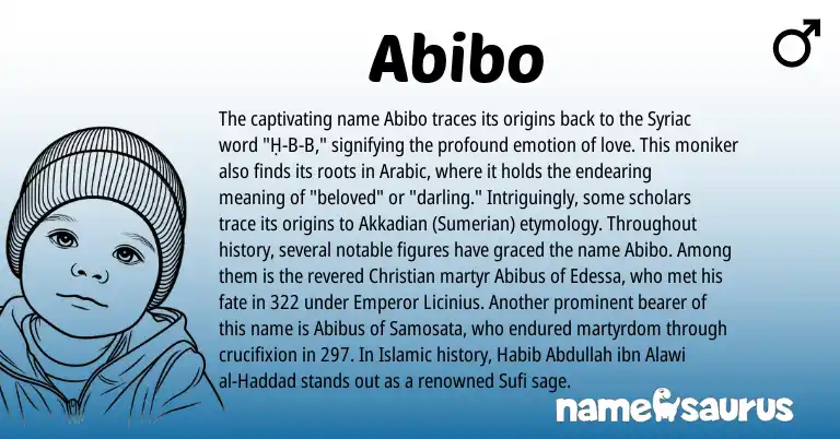 Infographic about Abibo name meaning, Abibo is a name from Akkadian, Arabic, Sumerian origin(s).