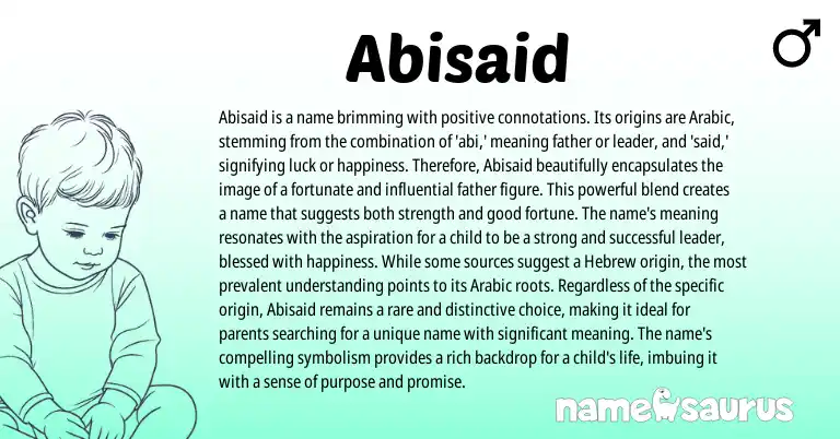 Infographic about Abisaid name meaning, Abisaid is a name from Arabic origin(s).