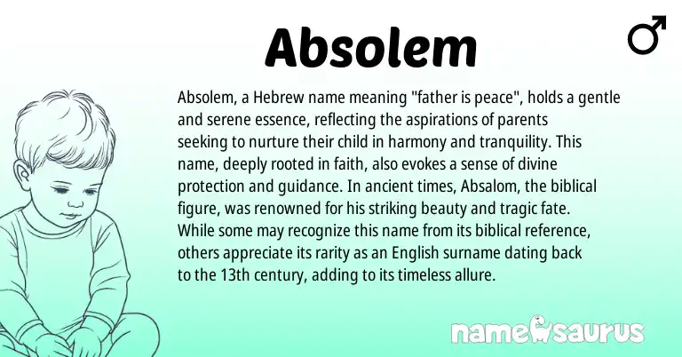 Infographic about Absolem name meaning, Absolem is a name from English, Hebrew origin(s).