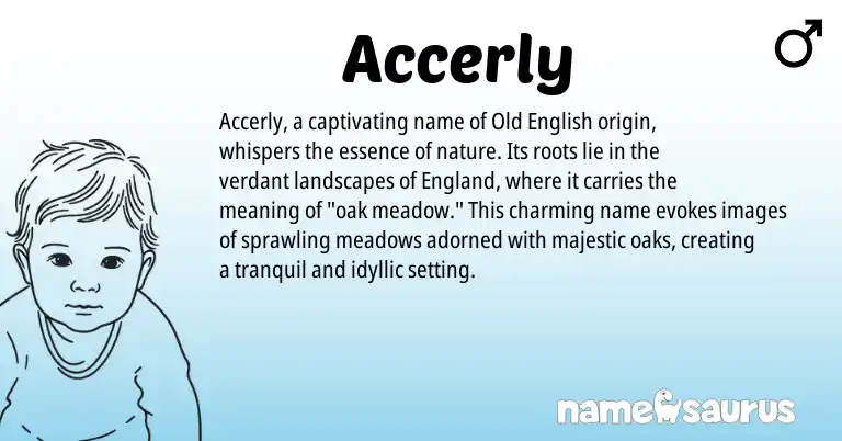Infographic about Accerly name meaning, Accerly is a name from Old English, England origin(s).