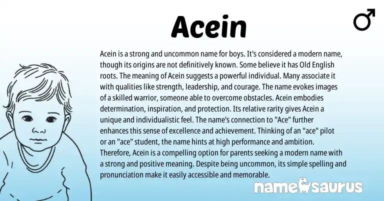 Infographic about Acein name meaning, Acein is a name from English origin(s).