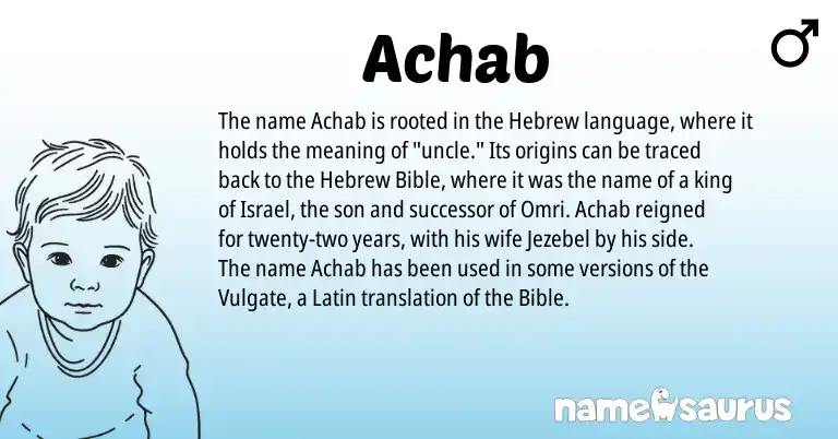 Infographic about Achab name meaning, Achab is a name from Latin, Hebrew origin(s).