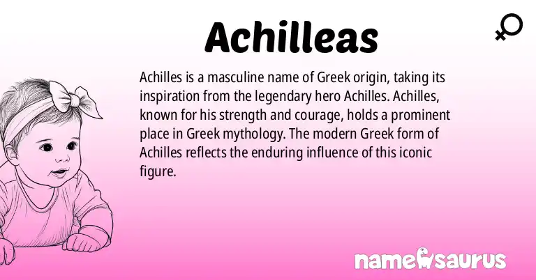 Infographic about Achilleas name meaning, Achilleas is a name from Greek origin(s).