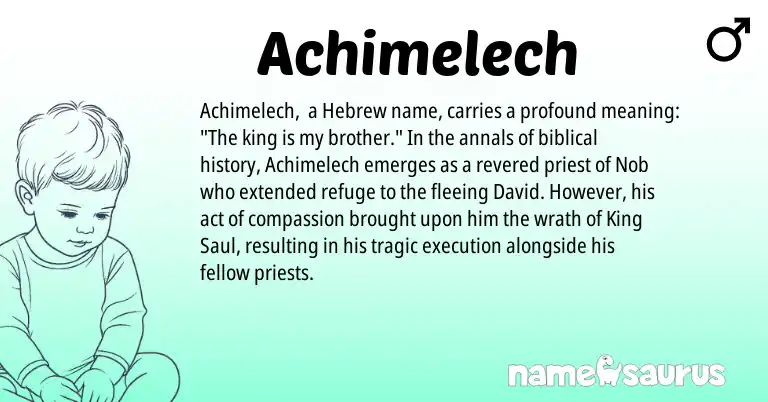 Infographic about Achimelech name meaning, Achimelech is a name from Hebrew origin(s).