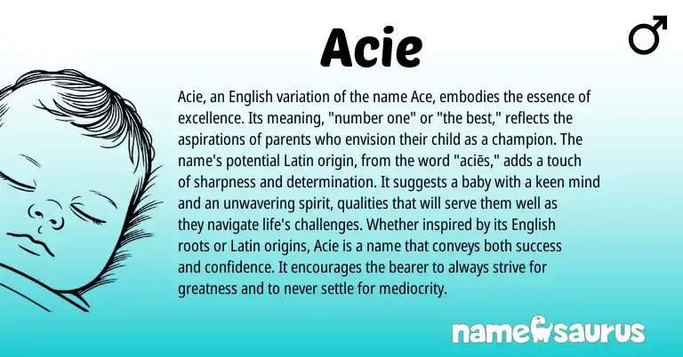 Infographic about Acie name meaning, Acie is a name from English, Latin origin(s).
