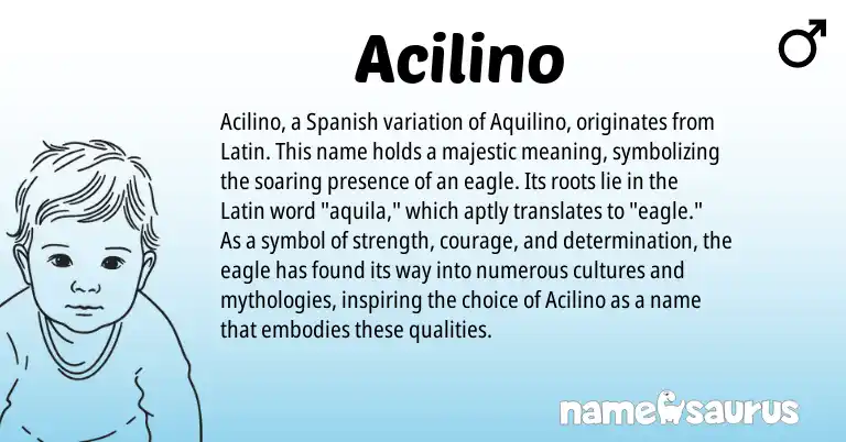 Infographic about Acilino name meaning, Acilino is a name from Spanish, Latin origin(s).