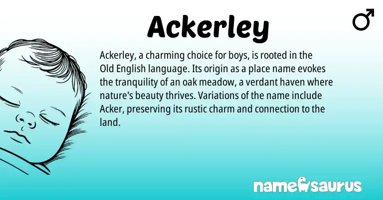 Infographic about Ackerley name meaning, Ackerley is a name from Old English origin(s).
