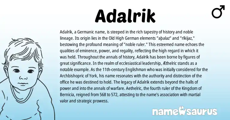 Infographic about Adalrik name meaning, Adalrik is a name from Old High German, Germanic origin(s).