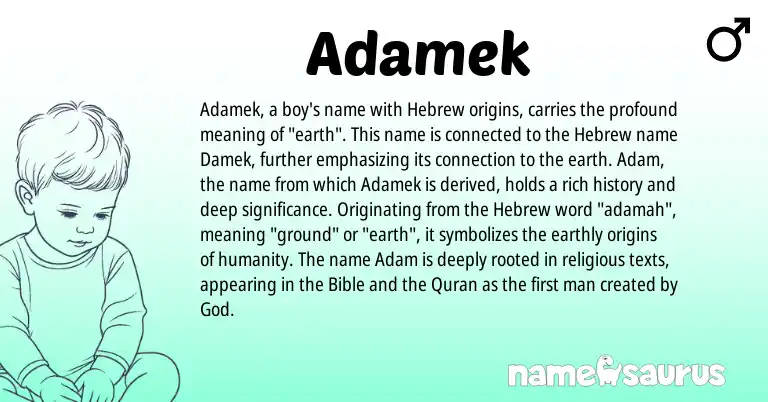 Infographic about Adamek name meaning, Adamek is a name from Hebrew origin(s).