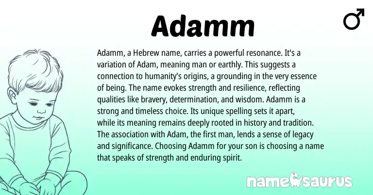 Infographic about Adamm name meaning, Adamm is a name from Hebrew origin(s).