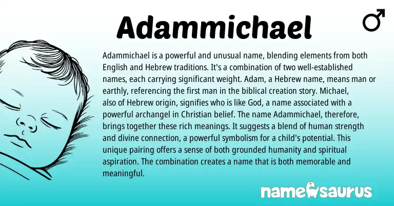 Infographic about Adammichael name meaning, Adammichael is a name from Hebrew, English origin(s).