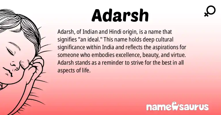 Infographic about Adarsh name meaning, Adarsh is a name from Indian, Hindi origin(s).
