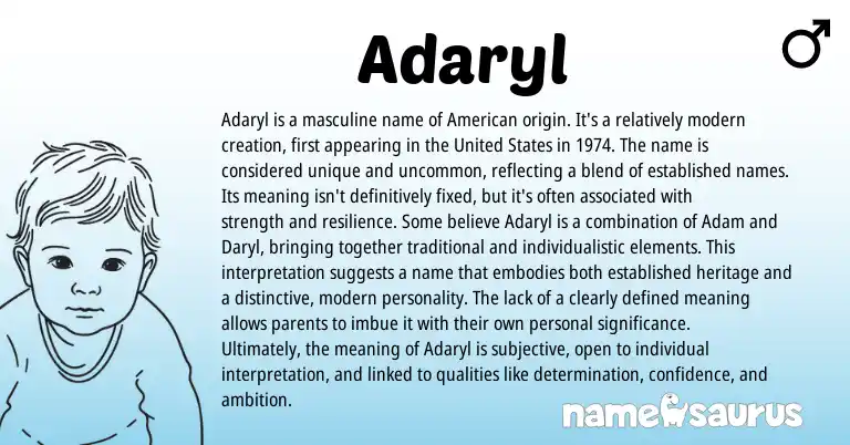 Infographic about Adaryl name meaning, Adaryl is a name from American origin(s).