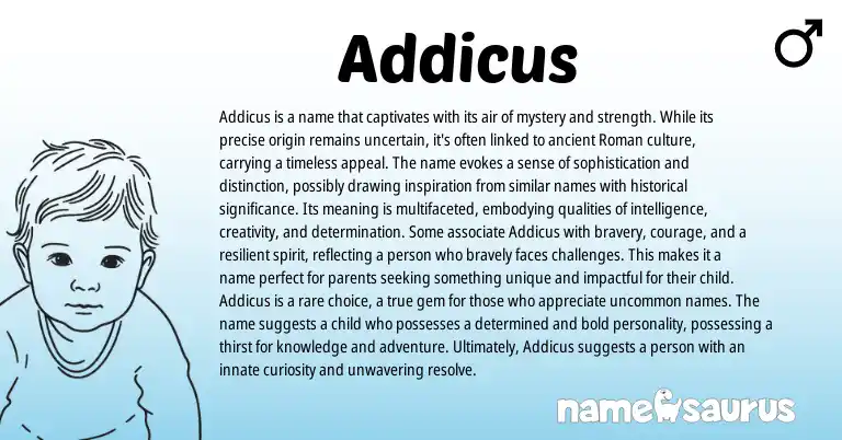 Infographic about Addicus name meaning, Addicus is a name from Latin, Other origin(s).