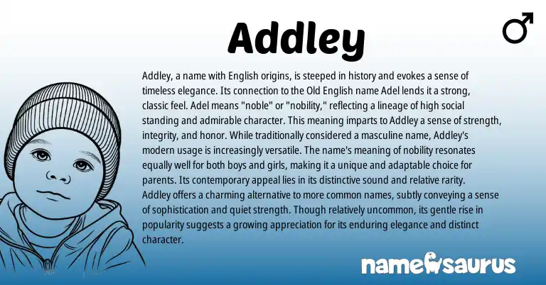 Infographic about Addley name meaning, Addley is a name from English, American origin(s).