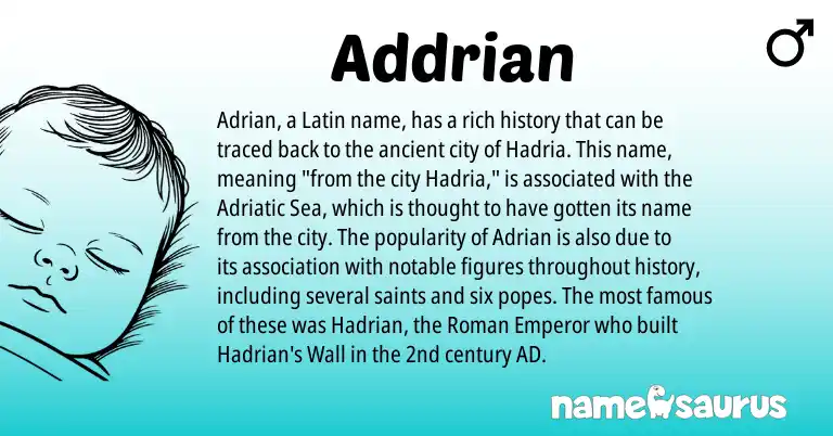Infographic about Addrian name meaning, Addrian is a name from Roman, Latin origin(s).