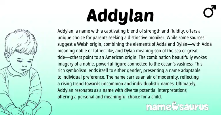 Infographic about Addylan name meaning, Addylan is a name from Welsh, English origin(s).