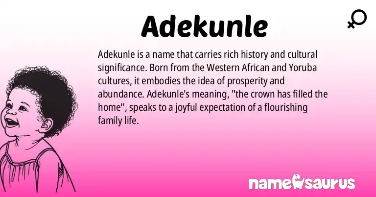 Infographic about Adekunle name meaning, Adekunle is a name from Western African, Yoruba origin(s).