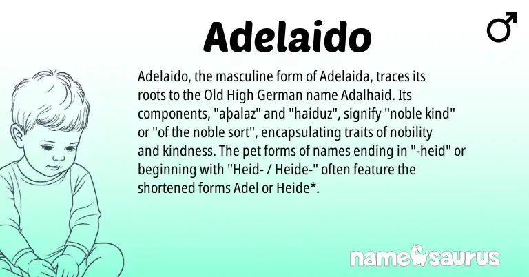 Infographic about Adelaido name meaning, Adelaido is a name from Old High German origin(s).