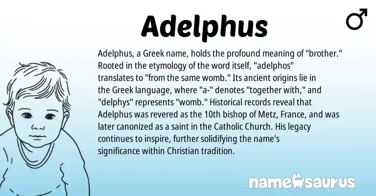 Infographic about Adelphus name meaning, Adelphus is a name from Greek origin(s).