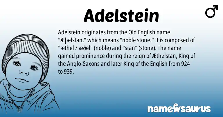 Infographic about Adelstein name meaning, Adelstein is a name from Old English, English origin(s).