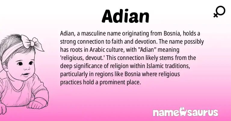 Infographic about Adian name meaning, Adian is a name from Bosnian origin(s).