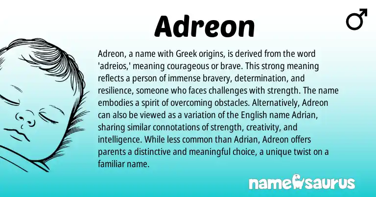 Infographic about Adreon name meaning, Adreon is a name from Greek origin(s).