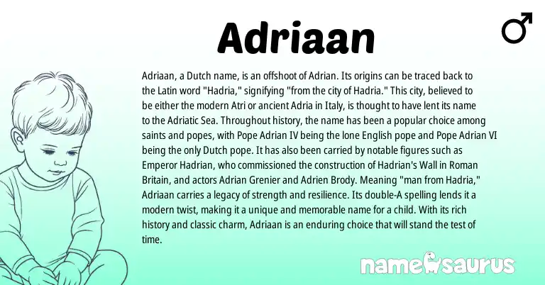 Infographic about Adriaan name meaning, Adriaan is a name from Roman, English, Dutch, Latin origin(s).