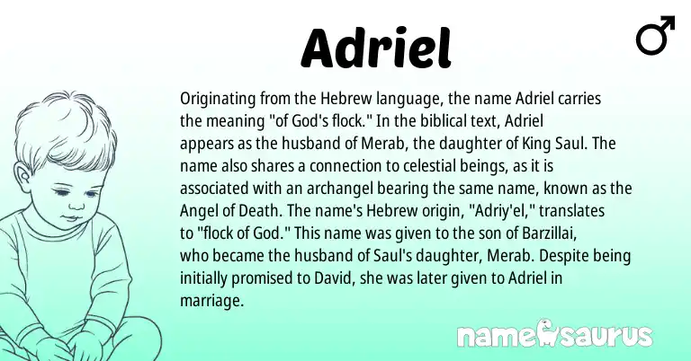 Infographic about Adriel name meaning, Adriel is a name from Hebrew origin(s).