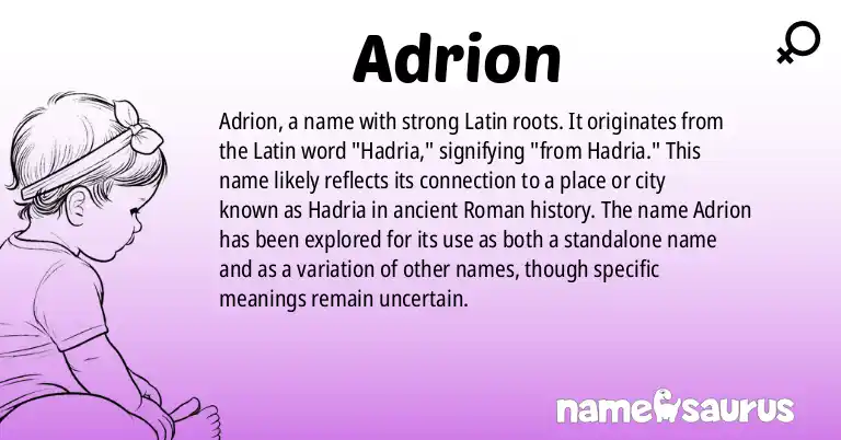 Infographic about Adrion name meaning, Adrion is a name from Latin origin(s).
