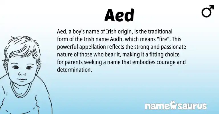 Infographic about Aed name meaning, Aed is a name from Irish origin(s).