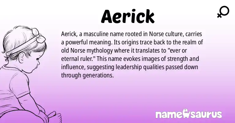 Infographic about Aerick name meaning, Aerick is a name from Norse origin(s).