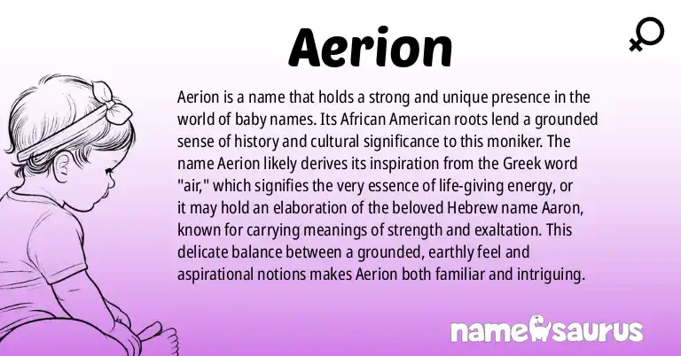 Infographic about Aerion name meaning, Aerion is a name from African American origin(s).