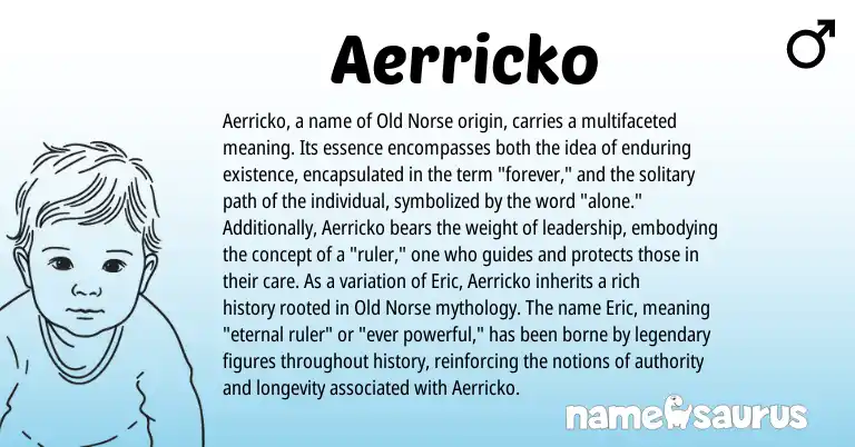 Infographic about Aerricko name meaning, Aerricko is a name from Old Norse origin(s).