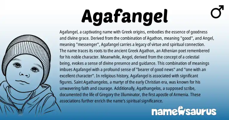 Infographic about Agafangel name meaning, Agafangel is a name from Greek origin(s).