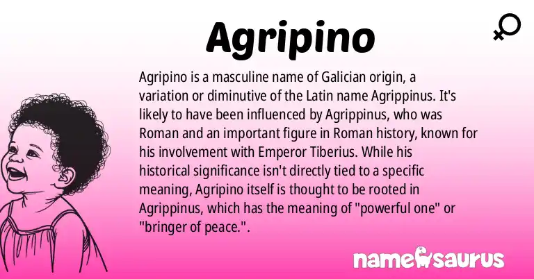 Infographic about Agripino name meaning, Agripino is a name from Galician origin(s).