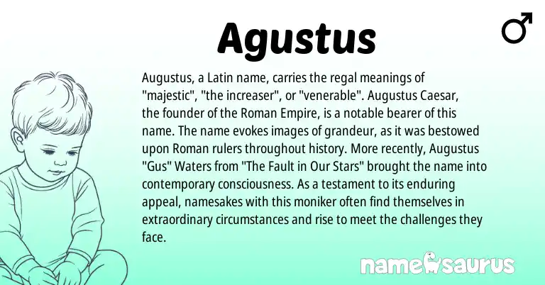 Infographic about Agustus name meaning, Agustus is a name from Roman, Latin origin(s).