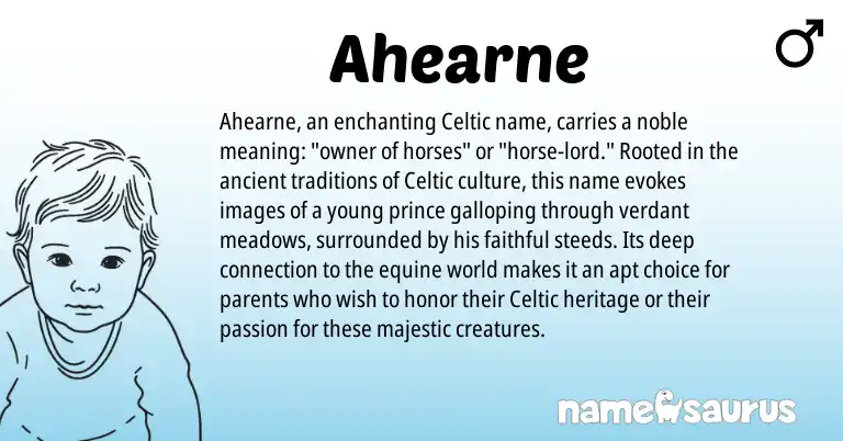 Infographic about Ahearne name meaning, Ahearne is a name from Celtic origin(s).