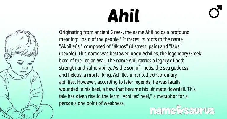 Infographic about Ahil name meaning, Ahil is a name from Greek origin(s).