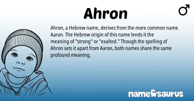 Infographic about Ahron name meaning, Ahron is a name from Hebrew origin(s).