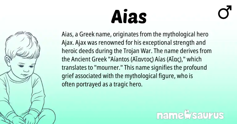 Infographic about Aias name meaning, Aias is a name from Ancient Greek, Greek origin(s).