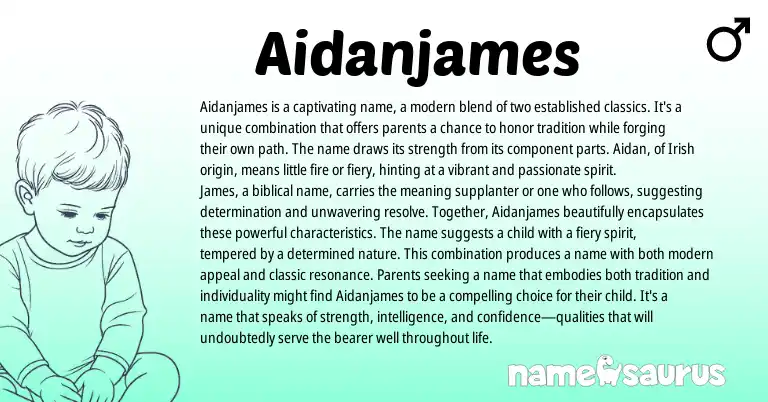 Infographic about Aidanjames name meaning, Aidanjames is a name from Biblical, Irish origin(s).