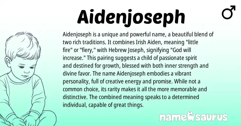 Infographic about Aidenjoseph name meaning, Aidenjoseph is a name from Hebrew, Irish origin(s).