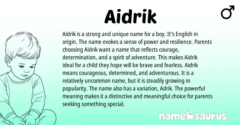 Infographic about Aidrik name meaning, Aidrik is a name from Other origin(s).