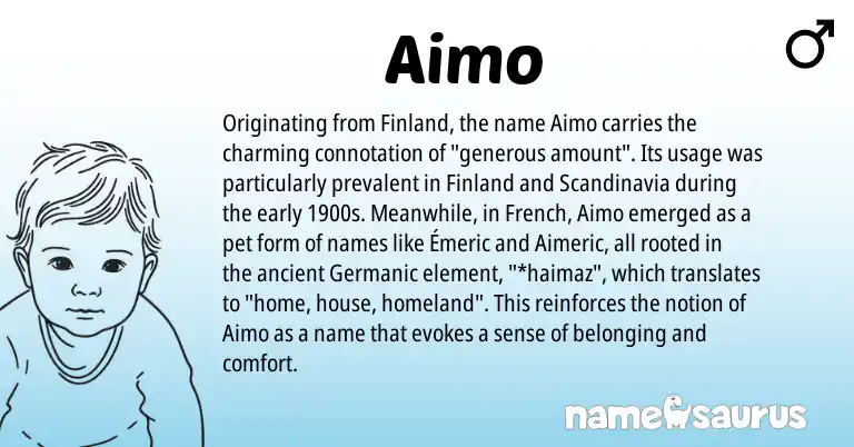 Infographic about Aimo name meaning, Aimo is a name from French, Germanic origin(s).