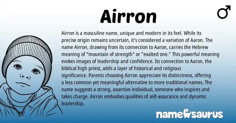 Infographic about Airron name meaning, Airron is a name from English origin(s).