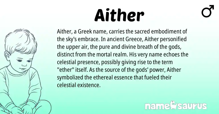 Infographic about Aither name meaning, Aither is a name from Greece, Greek origin(s).